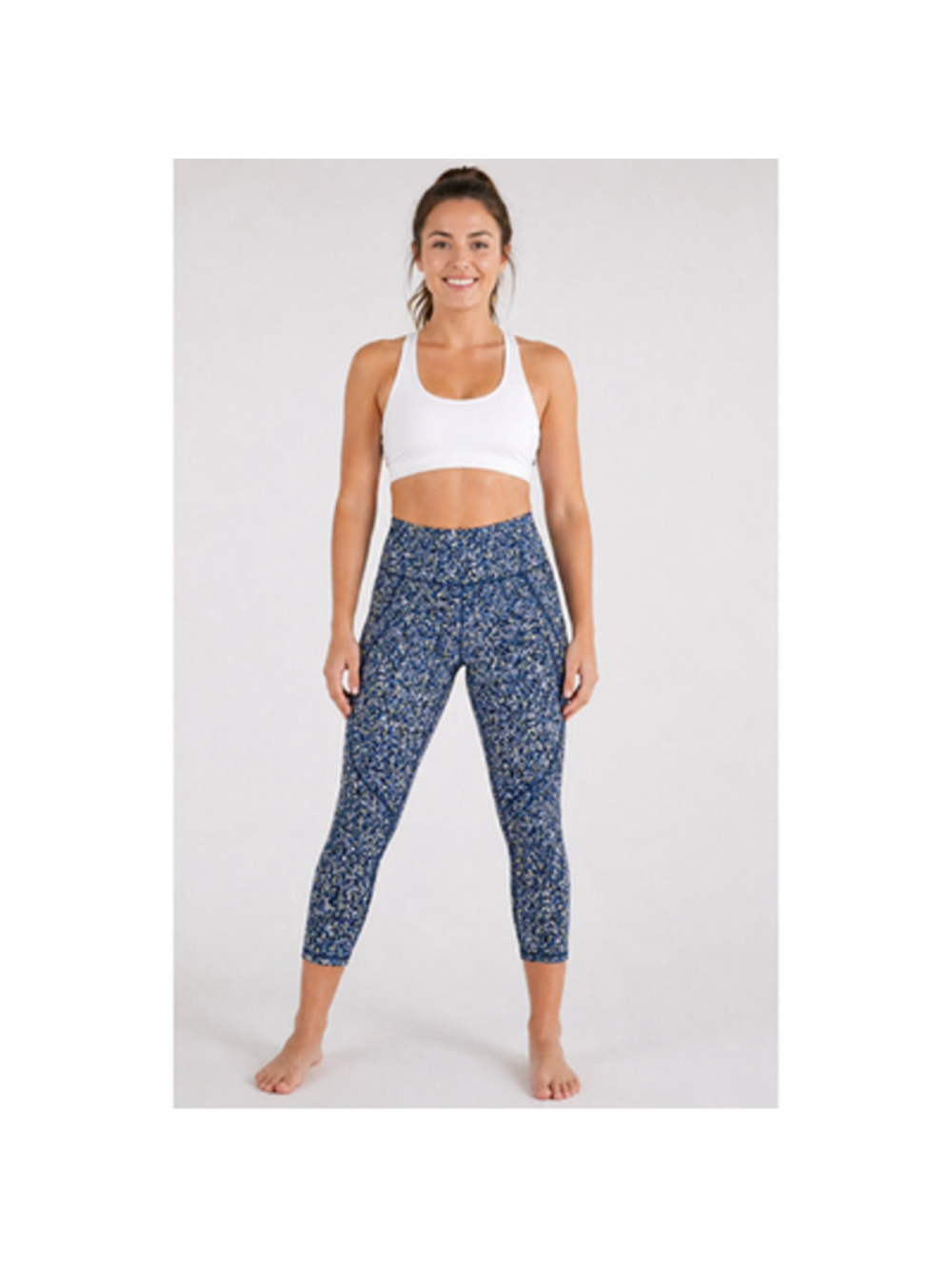 Sweaty Betty the power 20" inseam leggings 3/4 blue dizzy bubbles zip pocket S